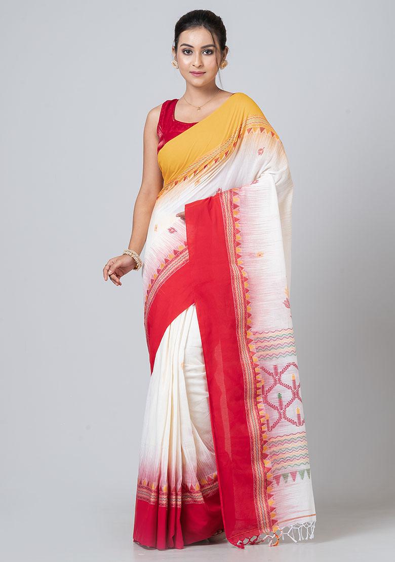 Off White Jamdani Cotton Saree Set