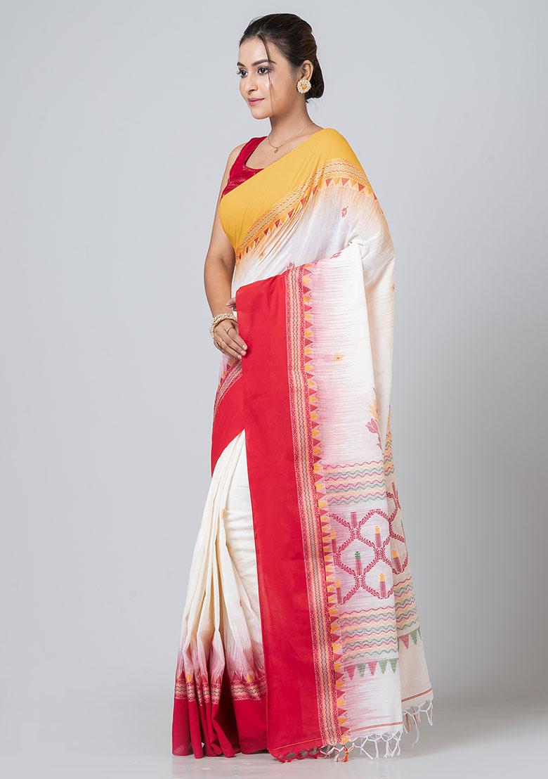 Off White Jamdani Cotton Saree Set