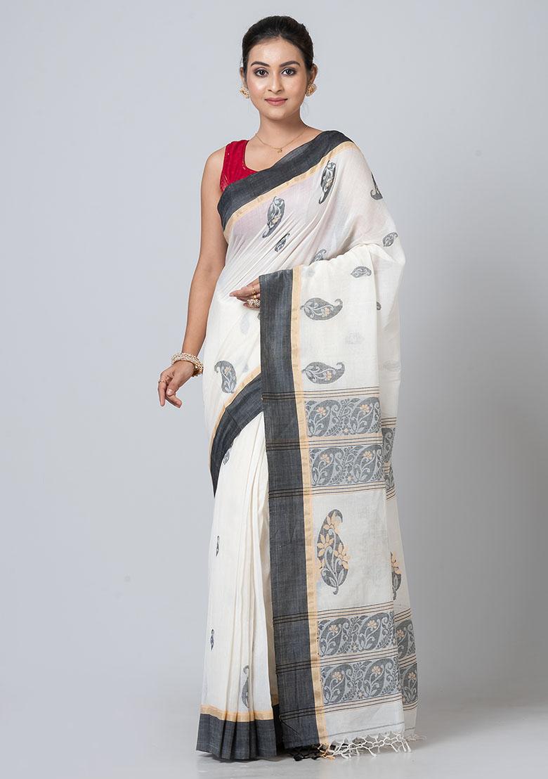 Off White Jamdani Cotton Saree Set