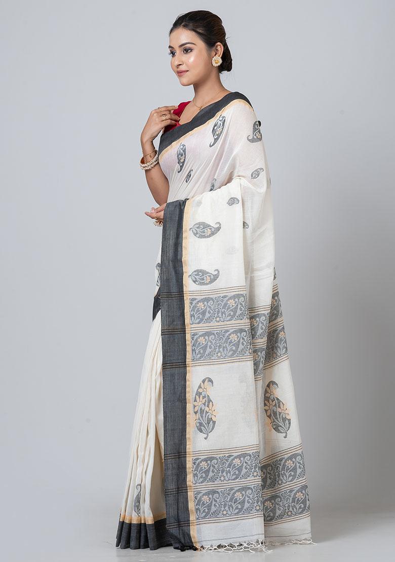 Off White Jamdani Cotton Saree Set