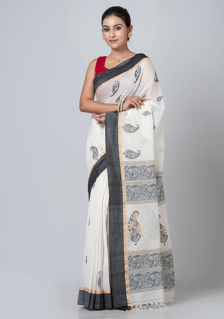 Off White Jamdani Cotton Saree Set