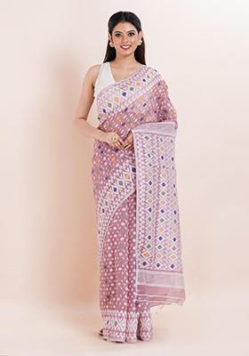 Multicolour Jamdani Cotton Saree (Without Blouse)