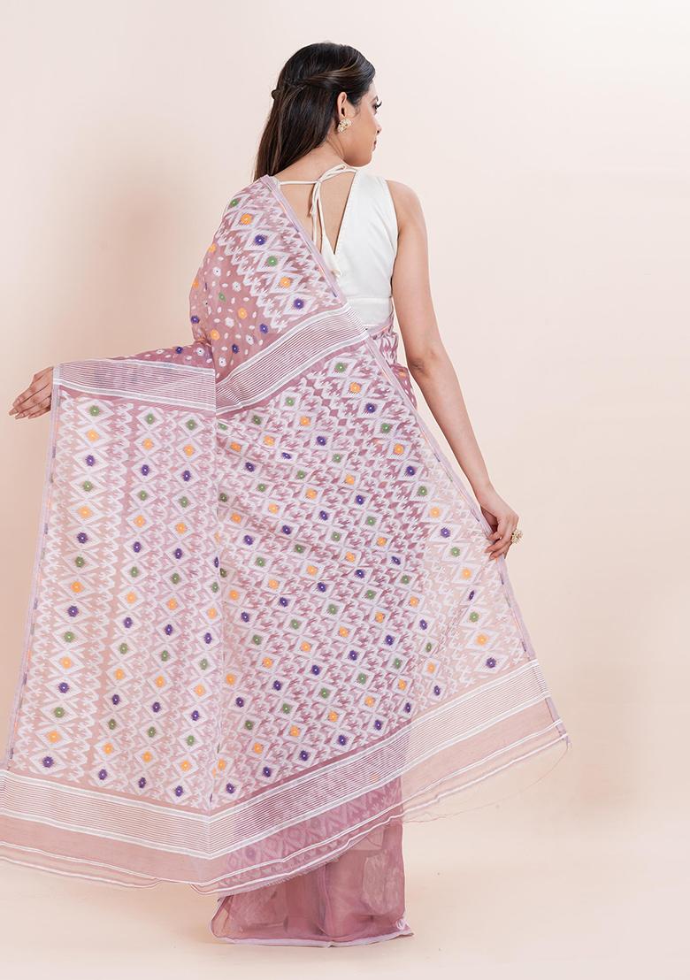 Multicolour Jamdani Cotton Saree (Without Blouse)