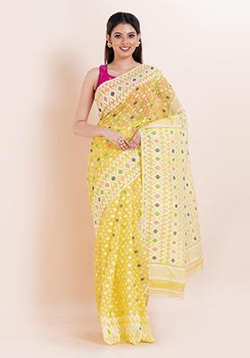 Multicolour Jamdani Cotton Saree (Without Blouse)