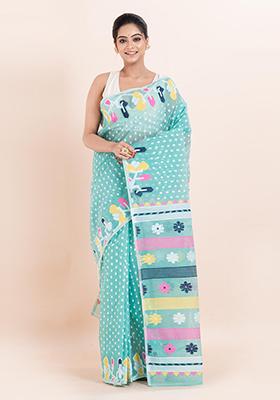 Multicolour Jamdani Cotton Saree (Without Blouse)