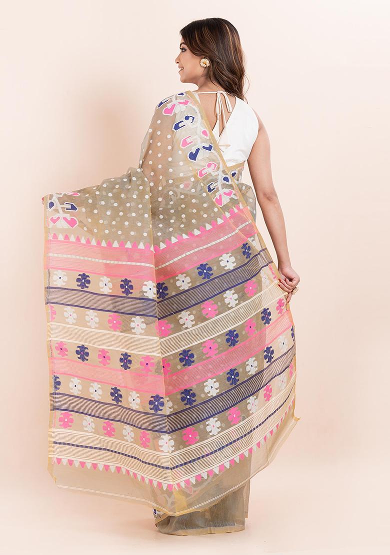 Green Jamdani Cotton Saree (Without Blouse)