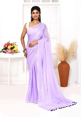 Lavender Solid Cotton Saree