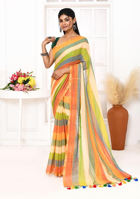 Multi Striped Cotton Saree