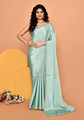 Green Embroidered Silk Saree
