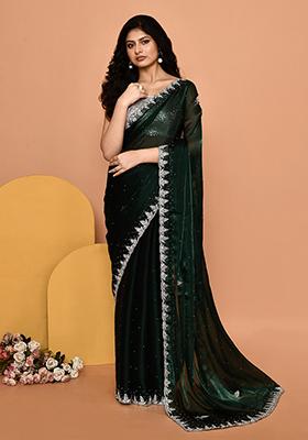 Green Embroidered Silk Saree