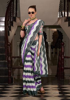 Multi Printed Cotton Saree Set