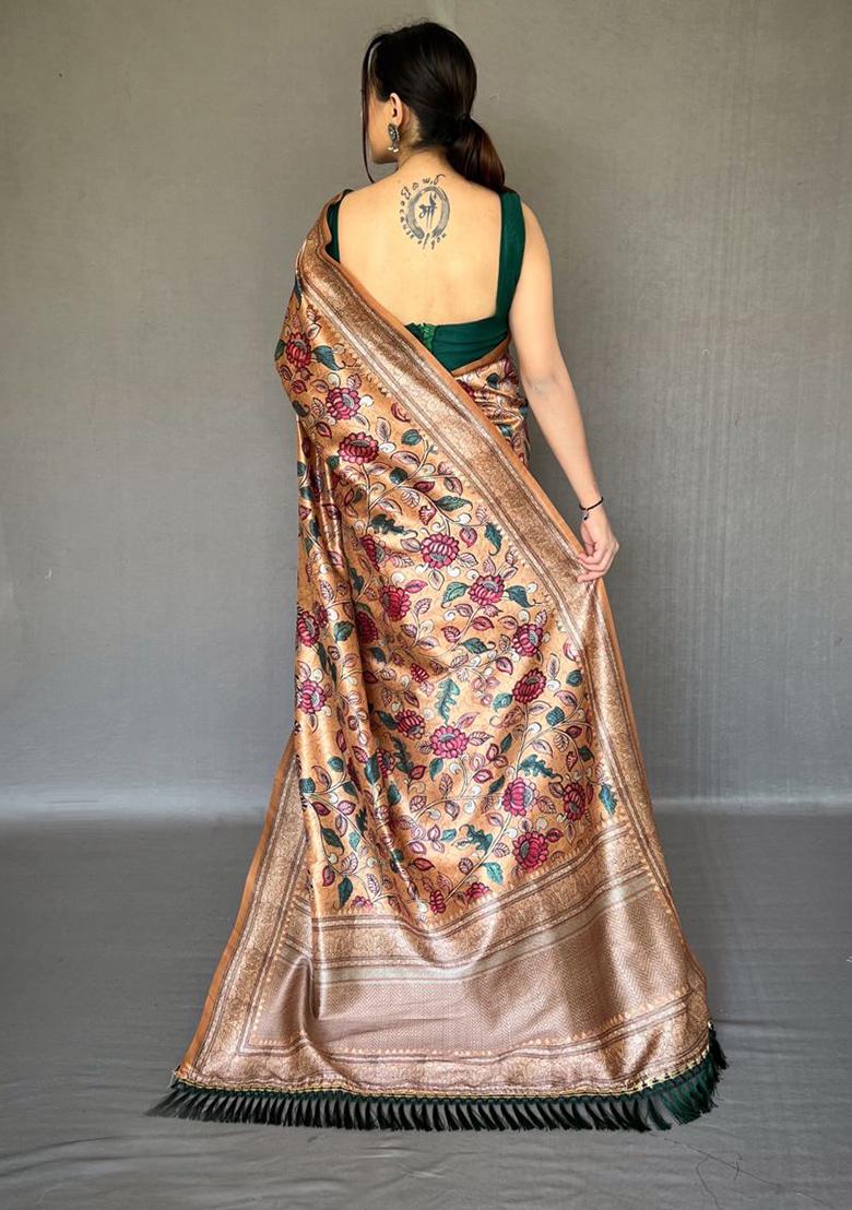 Multicolor Printed Cotton Saree Set