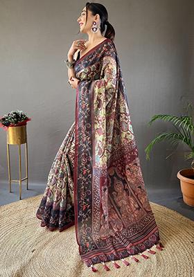 Pista Green Printed Cotton Saree Set