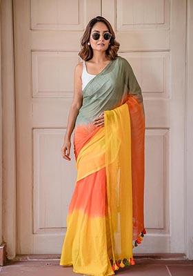 Multicolor Digital Print Cotton Saree