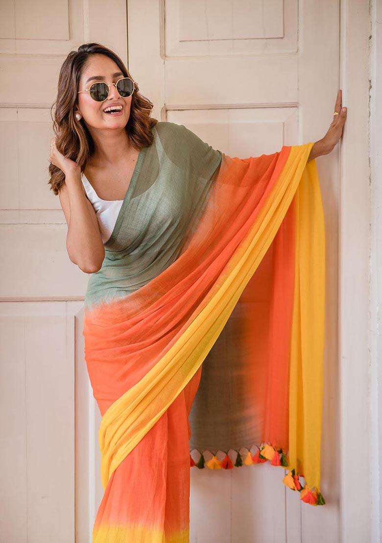 Multicolor Digital Print Cotton Saree