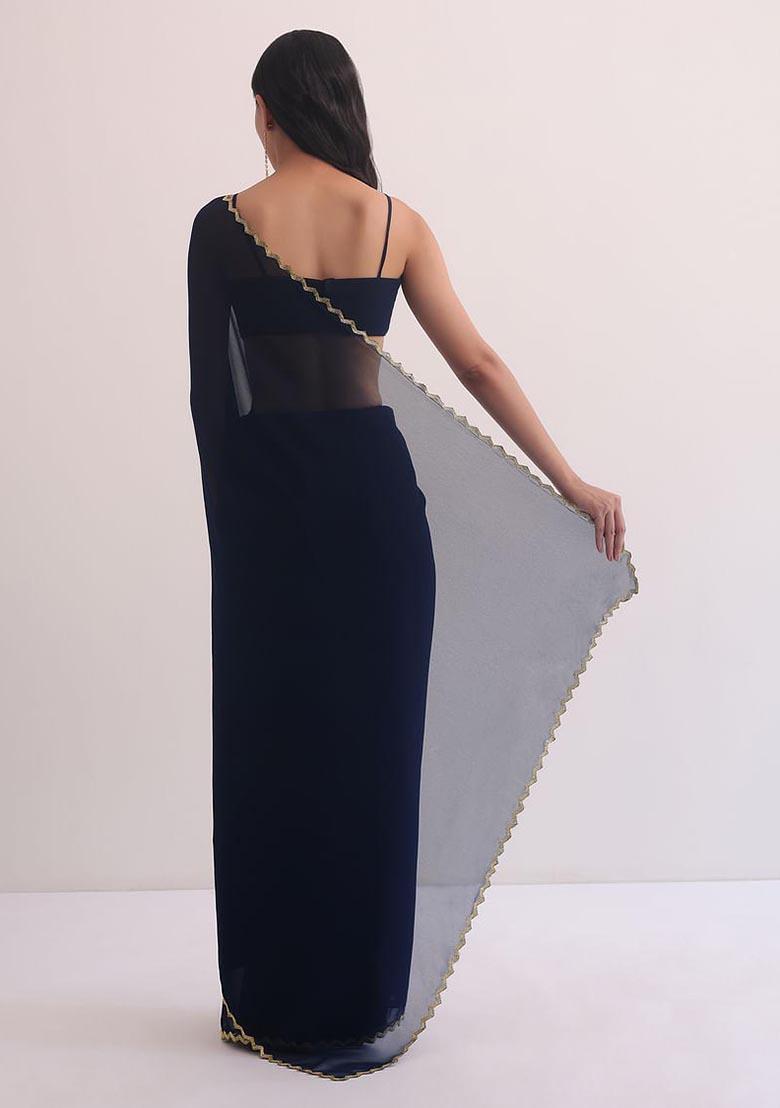 Red Hand Embroidered Georgette Saree Set