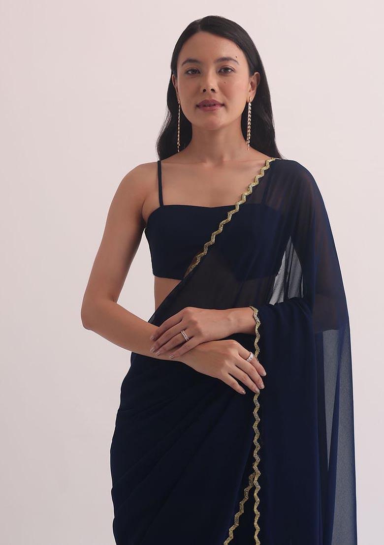 Red Hand Embroidered Georgette Saree Set