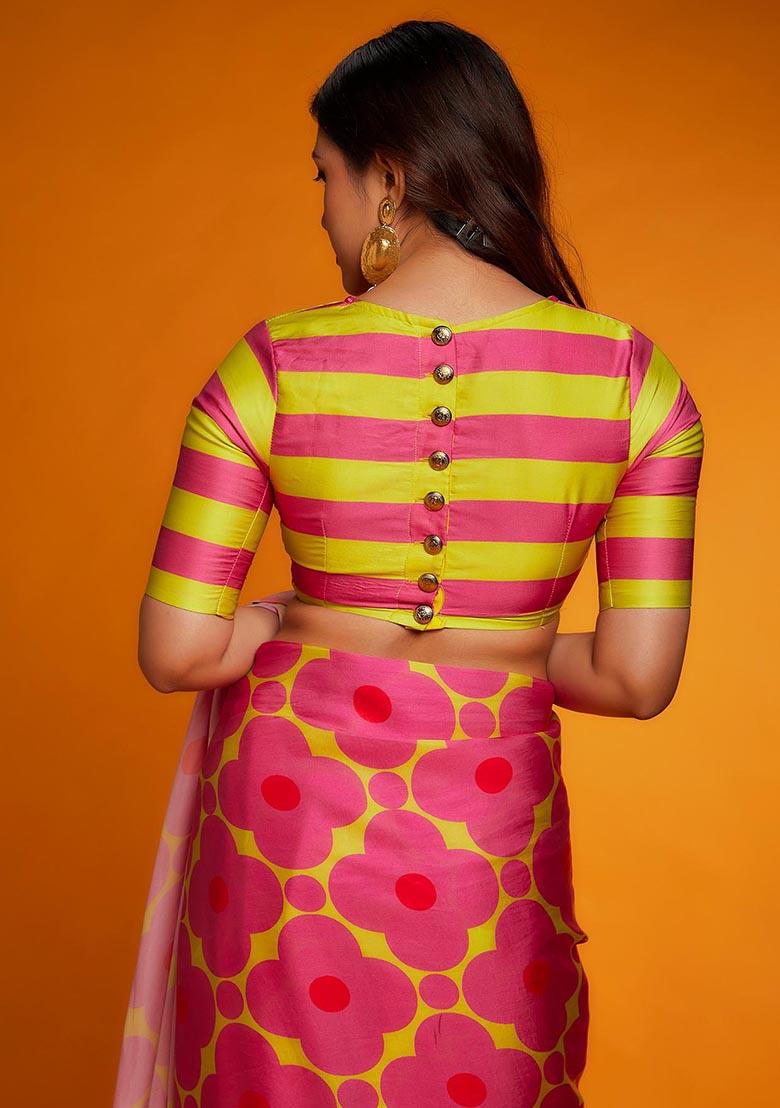 Multicolor Digital Print Satin Saree