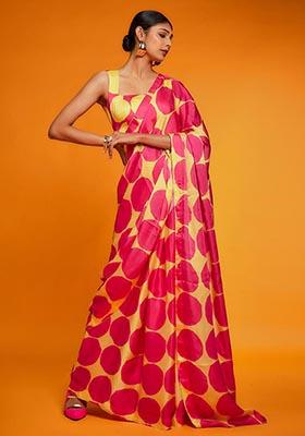 Multicolor Digital Print Satin Saree