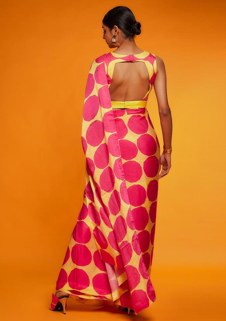 Multicolor Digital Print Satin Saree