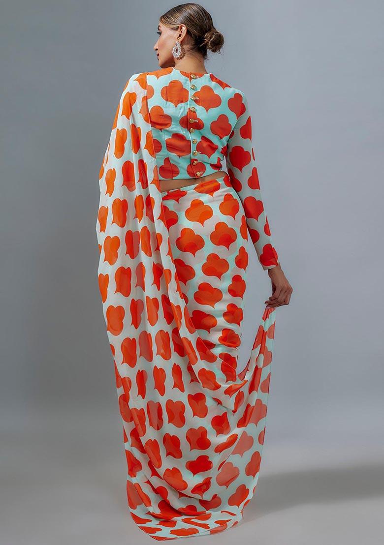 Multicolor Digital Print Satin Saree