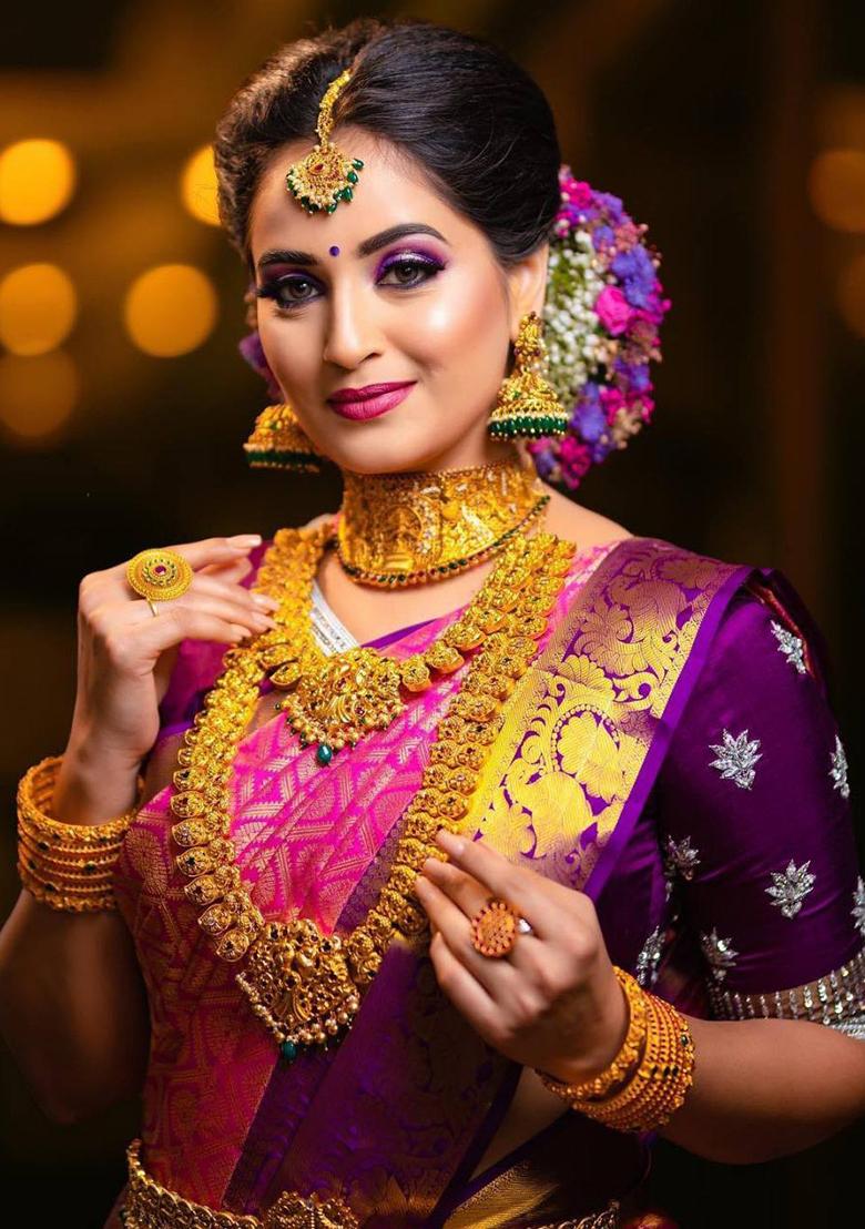 Pink Weaving Silk Saree Set