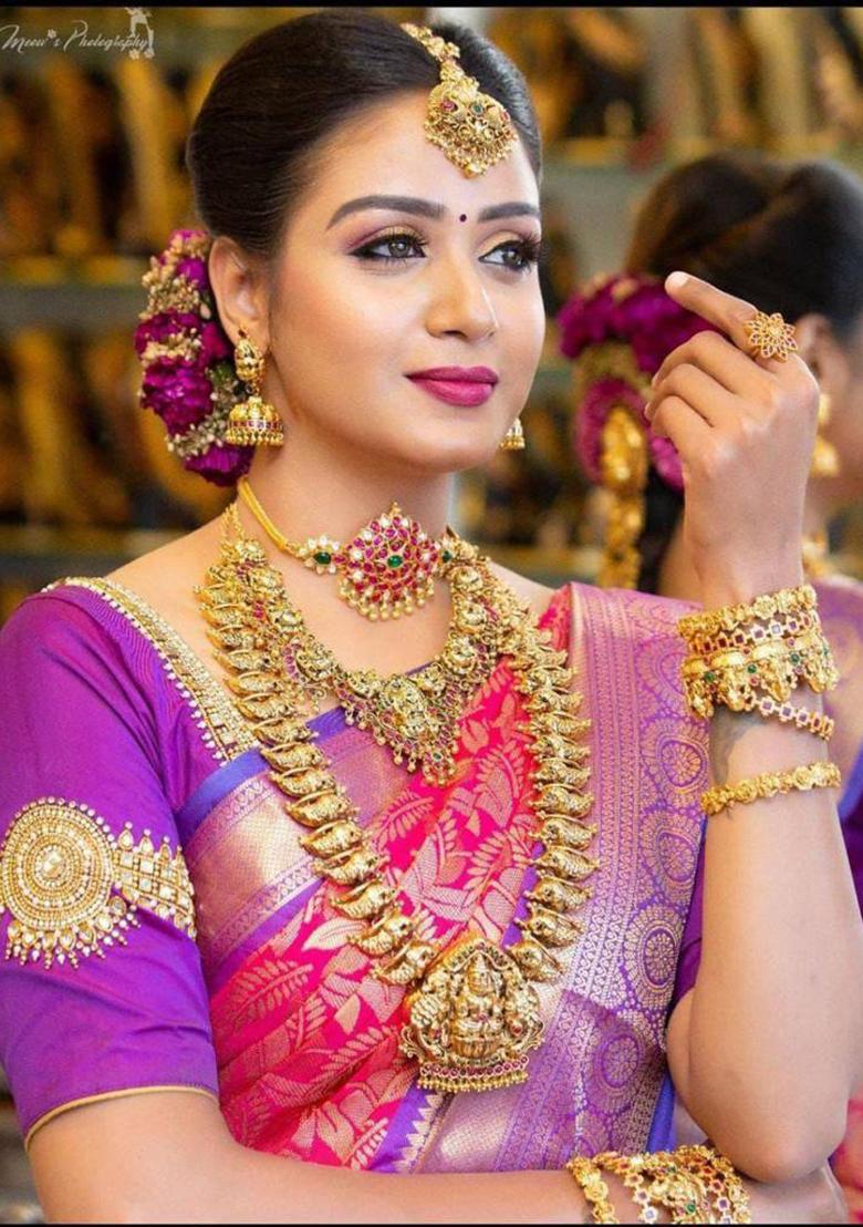 Pink Weaving Silk Saree Set