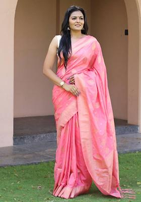 Baby Pink Weaving Silk Saree Set