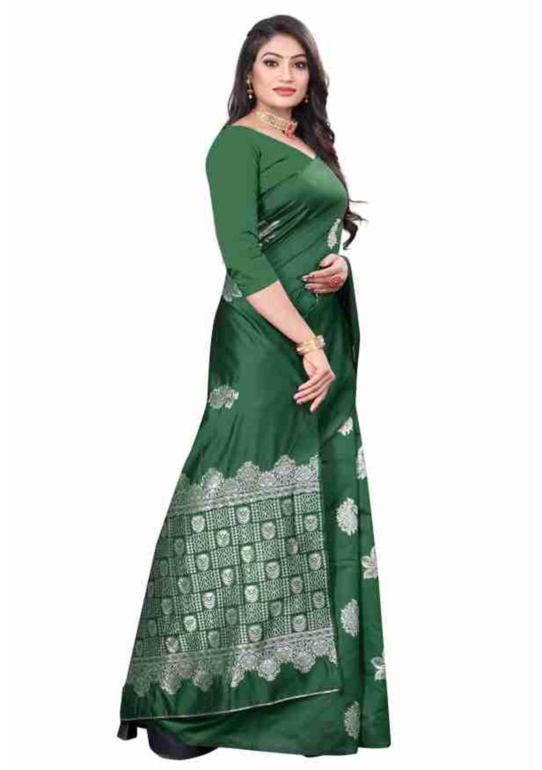 Green Weaving Silk Saree Set
