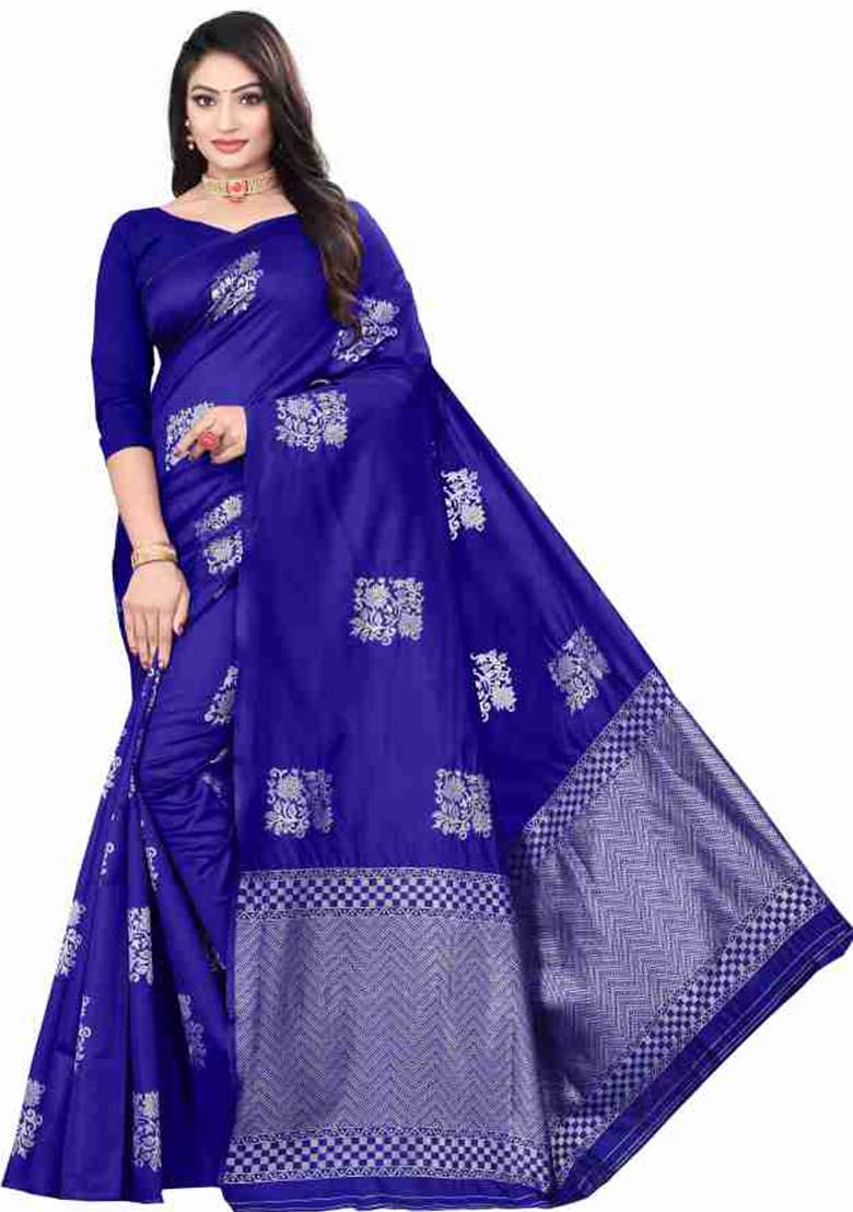 Aqua Blue Weaving Silk Blend Saree Set for Diwali and Festive Wear - Indya