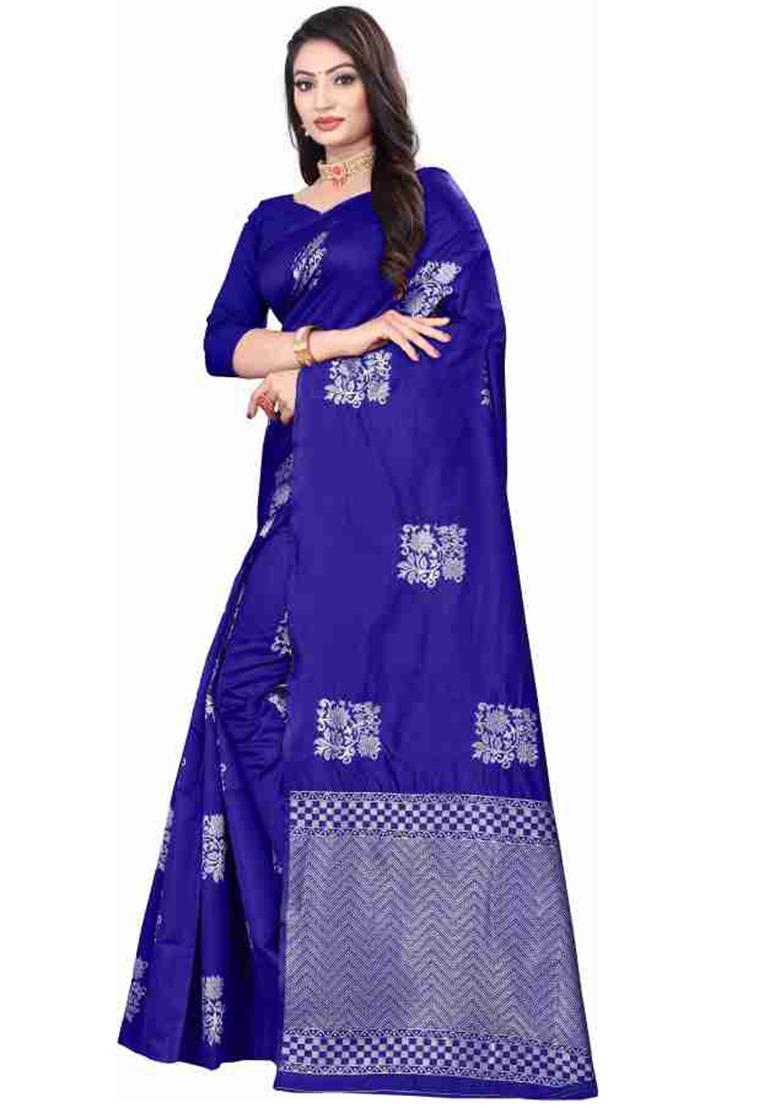 Aqua Blue Weaving Silk Saree Set