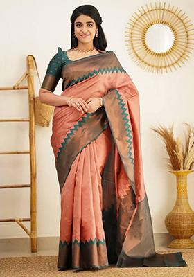 Gajri Pink Weaving Silk Saree Set