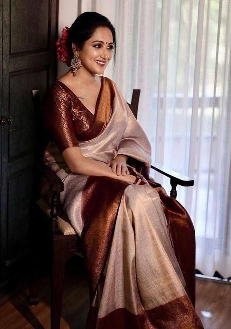 Onion Pink Weaving Silk Saree Set