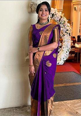 Purple Weaving Silk Saree Set
