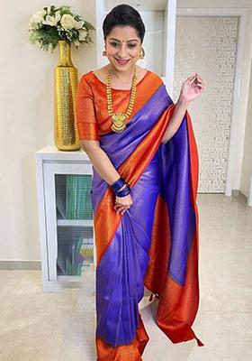 Purple Weaving Silk Saree Set