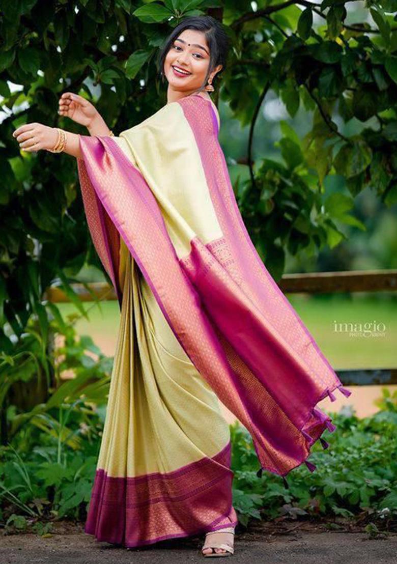 Pista Green Weaving Silk Saree Set