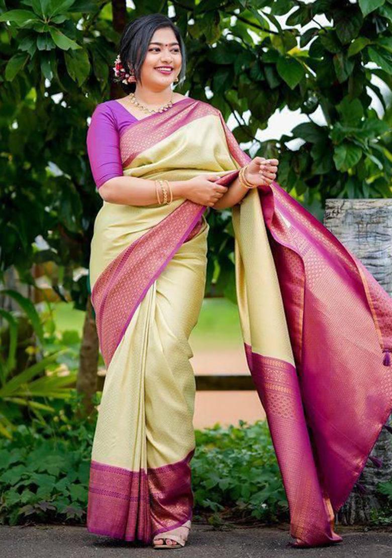 Pista Green Weaving Silk Saree Set