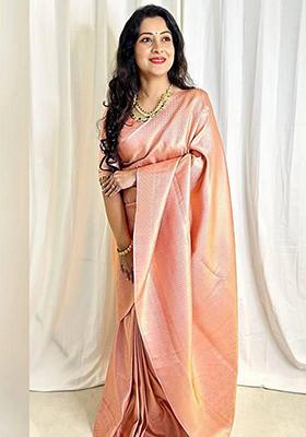 Gajri Pink Weaving Silk Saree Set