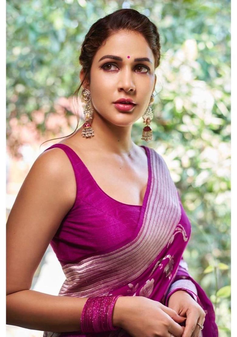 Pink Weaving Silk Saree Set