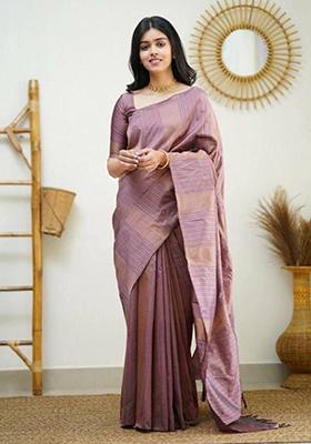 Light Pink Weaving Silk Saree Set