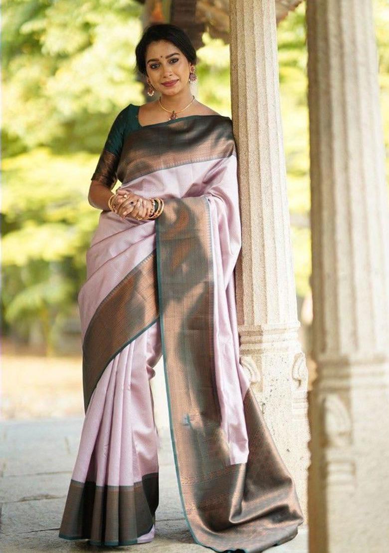 Baby Pink Weaving Silk Saree Set