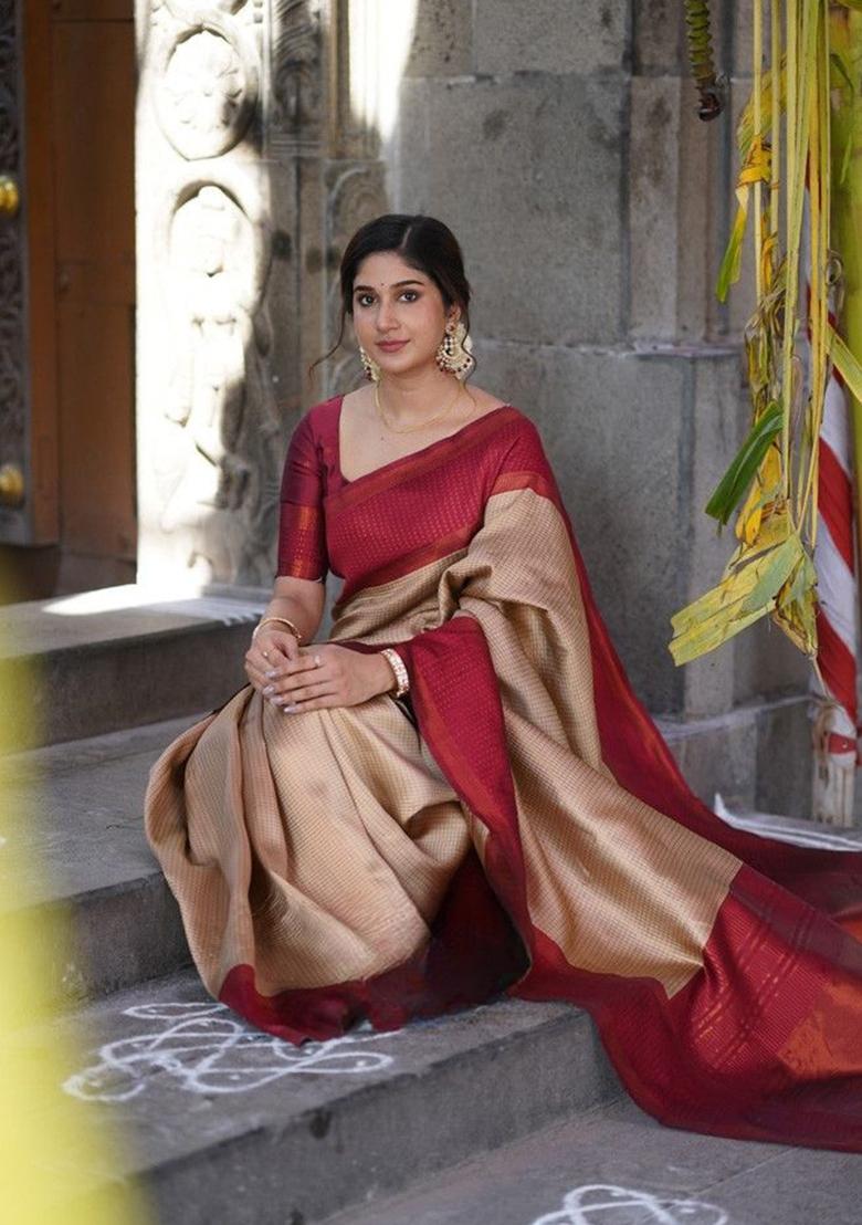 Coffee Brown Weaving Silk Saree Set