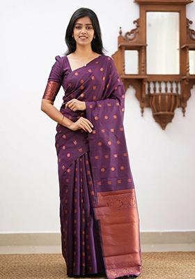 Purple Weaving Silk Saree Set