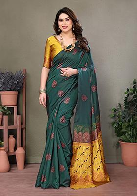 Green Jacquard Silk Saree Set