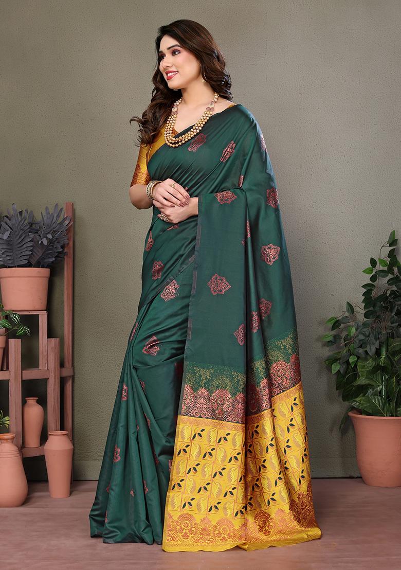 Green Jacquard Silk Saree Set