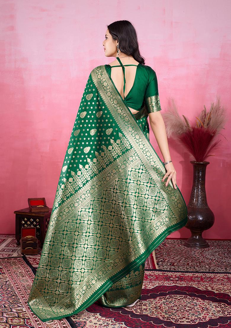 Green Jacquard Silk Saree Set