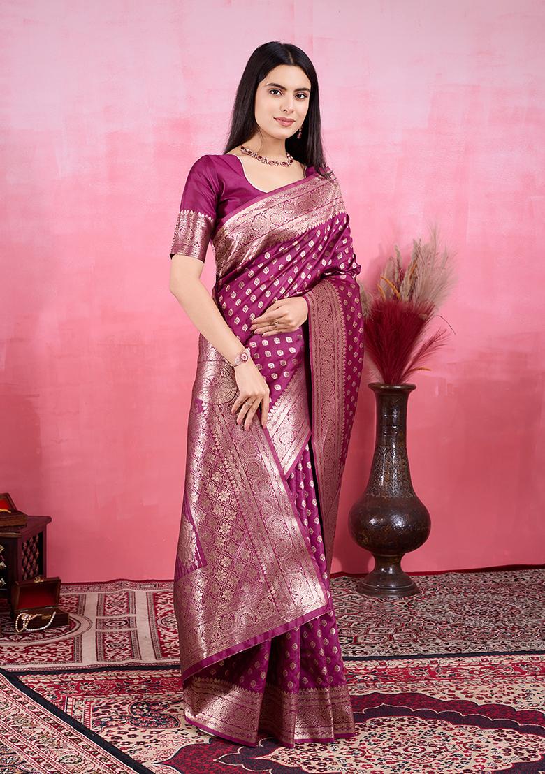 White Jacquard Silk Saree Set