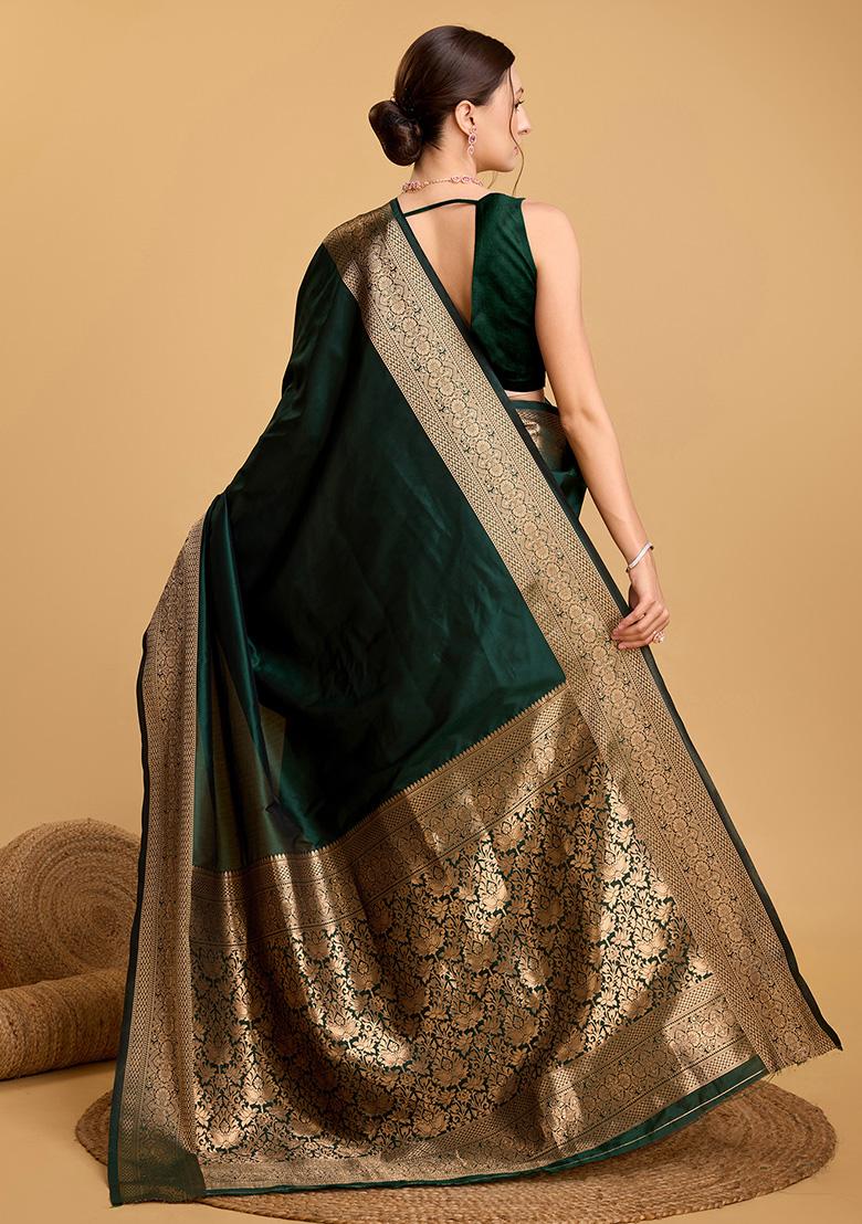 Green Jacquard Silk Saree Set