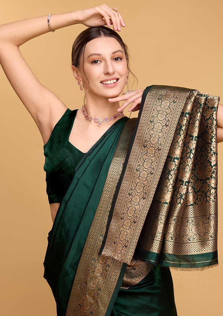 Green Jacquard Silk Saree Set