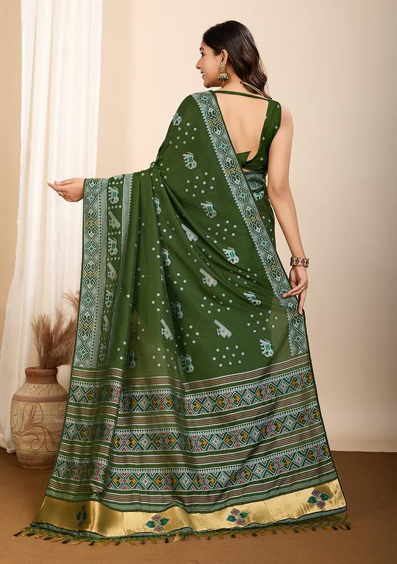 Mehendi Green Jacquard Silk Saree Set